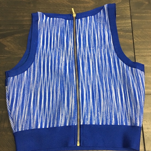 BEBE. Blue and white two piece bodycon skirt & top - Picture 3 of 8